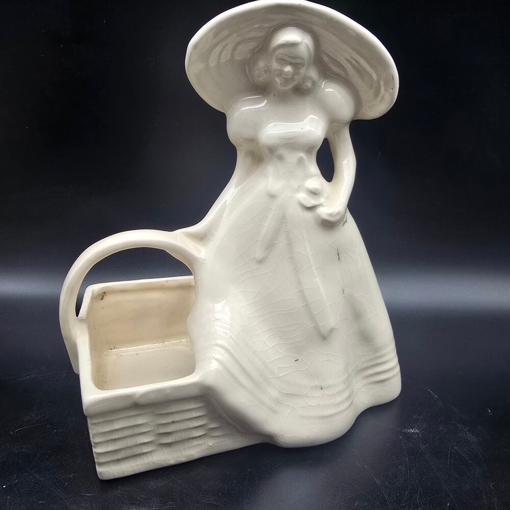 Brush McCoy White Southern Bell Lady Planter Vintage USA Pottery
